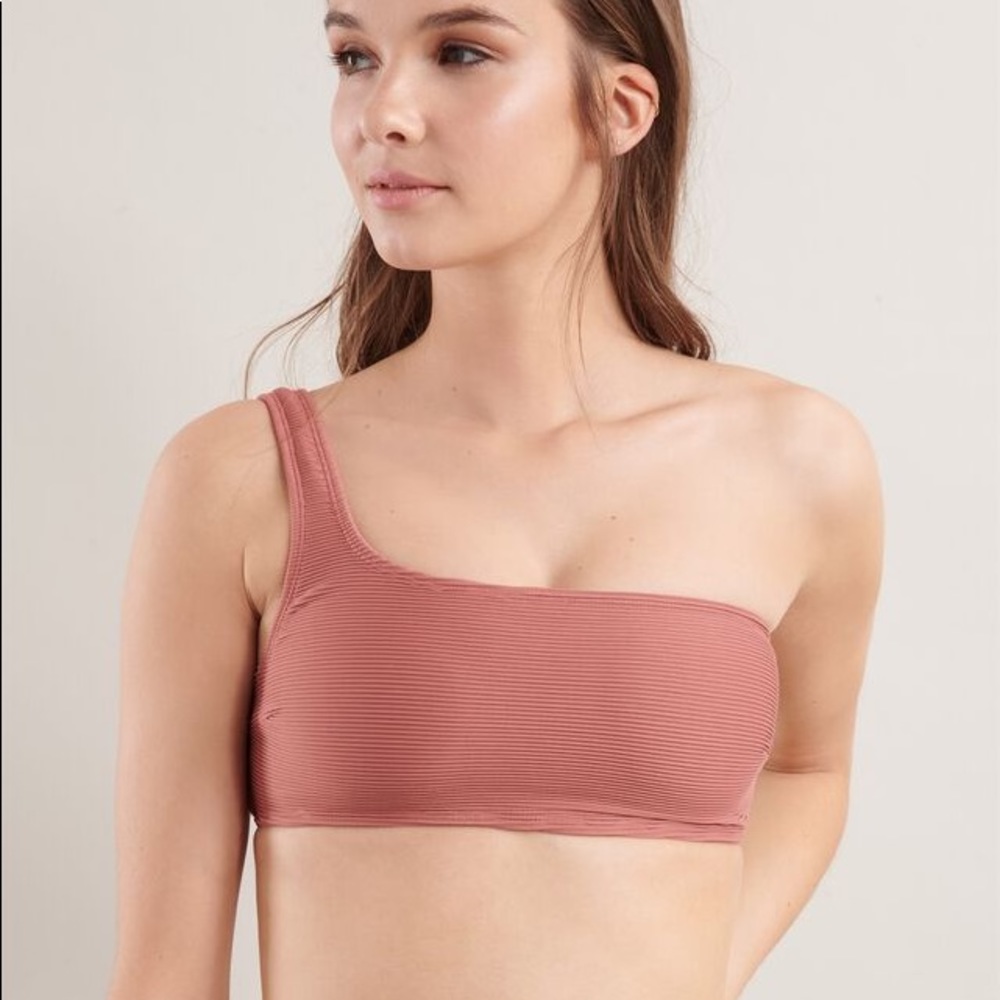 Ribbed Asymmetrical Bikini Top
